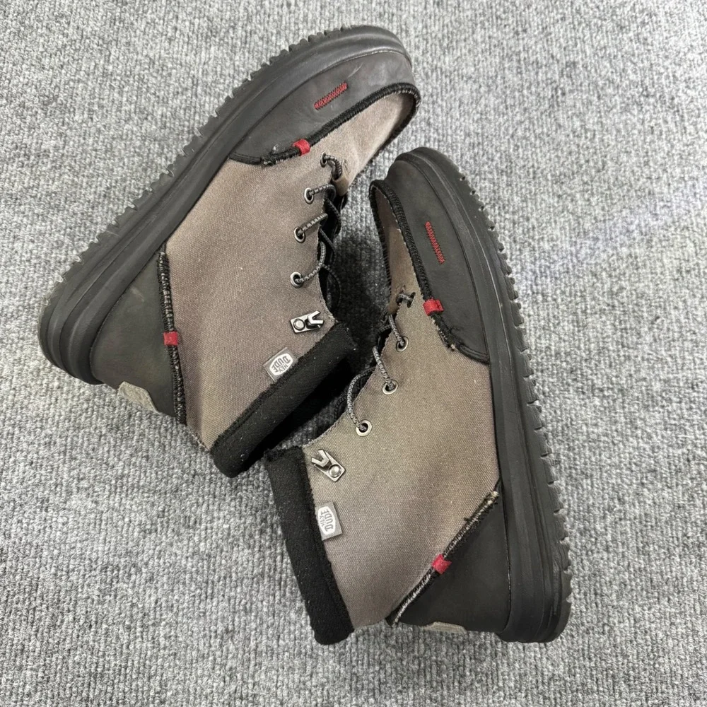 Hey Dude Scott Grip Mens Ankle Boots Gray Black Red Lightweight Canvas Boots